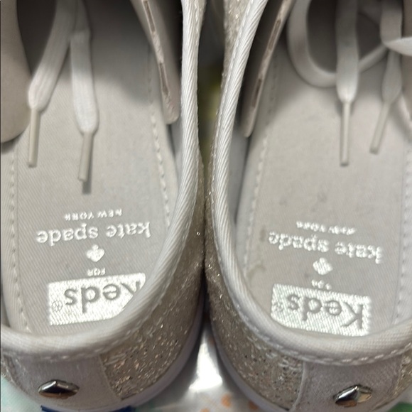 Kate Spade Women's Glitter Sneakers - Silver White - Picture 4 of 7